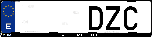 Imágen de matrícula de coche con letras DZC de España