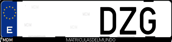 Imágen de matrícula de coche con letras DZG de España