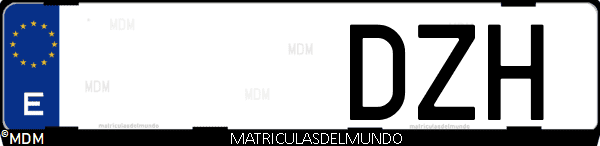 Imágen de matrícula de coche con letras DZH de España