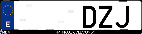 Imágen de matrícula de coche con letras DZJ de España
