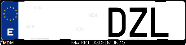 Imágen de matrícula de coche con letras DZL de España