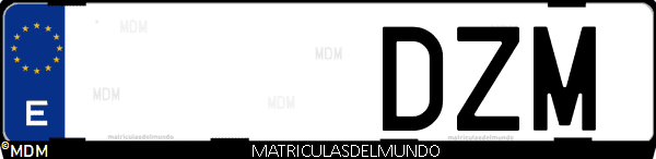 Imágen de matrícula de coche con letras DZM de España