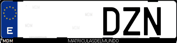 Imágen de matrícula de coche con letras DZN de España