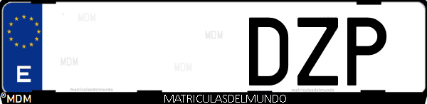 Imágen de matrícula de coche con letras DZP de España