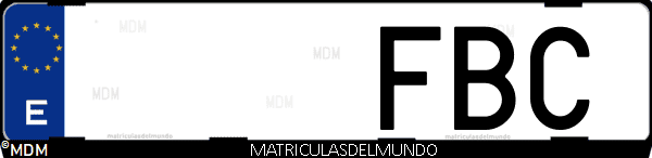 Imágen de matrícula de coche con letras FBC de España