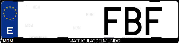 Imágen de matrícula de coche con letras FBF de España