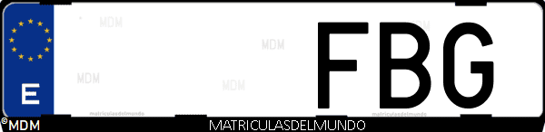 Imágen de matrícula de coche con letras FBG de España