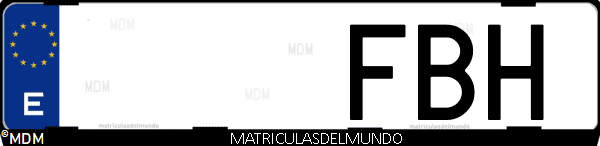 Imágen de matrícula de coche con letras FBH de España