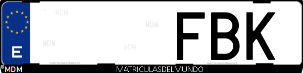 Imágen de matrícula de coche con letras FBK de España