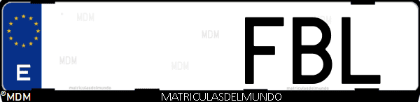 Imágen de matrícula de coche con letras FBL de España