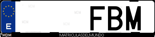 Imágen de matrícula de coche con letras FBM de España