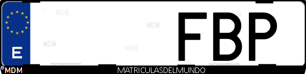 Imágen de matrícula de coche con letras FBP de España