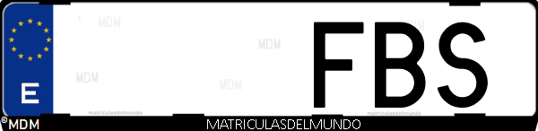 Imágen de matrícula de coche con letras FBS de España