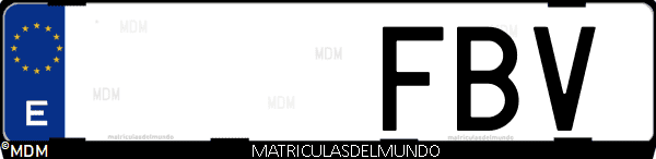 Imágen de matrícula de coche con letras FBV de España