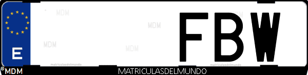Imágen de matrícula de coche con letras FBW de España