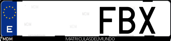 Imágen de matrícula de coche con letras FBX de España