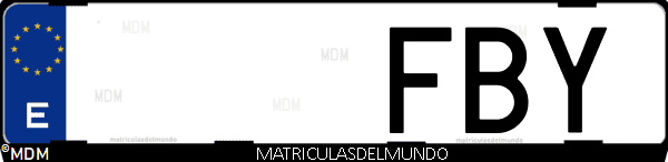 Imágen de matrícula de coche con letras FBY de España