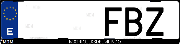 Imágen de matrícula de coche con letras FBZ de España