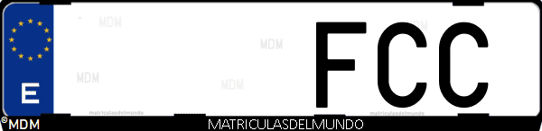 Imágen de matrícula de coche con letras FCC de España