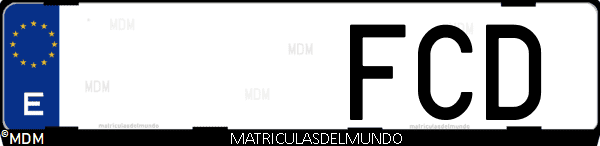 Imágen de matrícula de coche con letras FCD de España