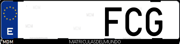 Imágen de matrícula de coche con letras FCG de España