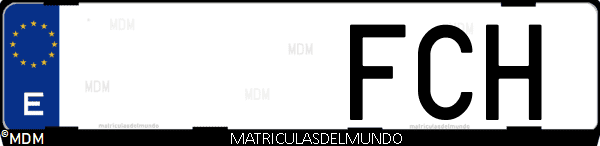 Imágen de matrícula de coche con letras FCH de España