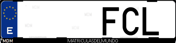 Imágen de matrícula de coche con letras FCL de España