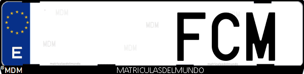Imágen de matrícula de coche con letras FCM de España