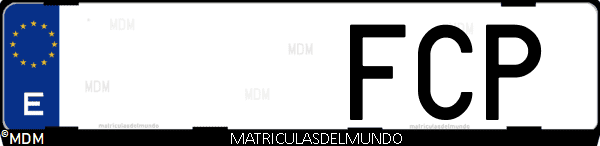 Imágen de matrícula de coche con letras FCP de España