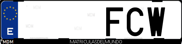 Imágen de matrícula de coche con letras FCW de España