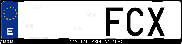 Imágen de matrícula de coche con letras FCX de España