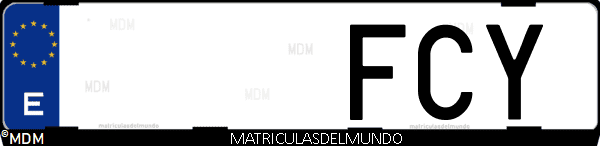 Imágen de matrícula de coche con letras FCY de España