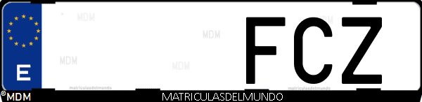Imágen de matrícula de coche con letras FCZ de España