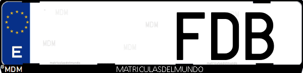 Imágen de matrícula de coche con letras FDB de España