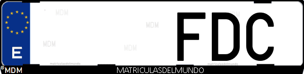 Imágen de matrícula de coche con letras FDC de España