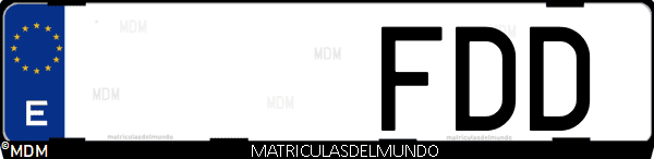Imágen de matrícula de coche con letras FDD de España
