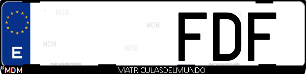 Imágen de matrícula de coche con letras FDF de España
