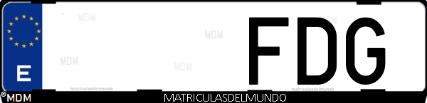 Imágen de matrícula de coche con letras FDG de España