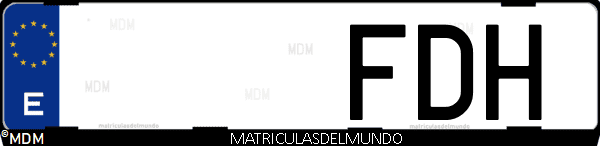 Imágen de matrícula de coche con letras FDH de España