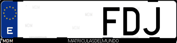 Imágen de matrícula de coche con letras FDJ de España