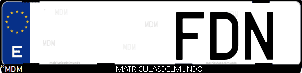 Imágen de matrícula de coche con letras FDN de España