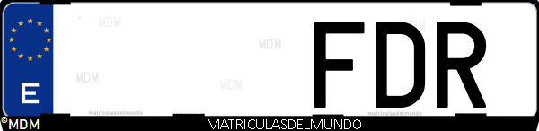 Imágen de matrícula de coche con letras FDR de España