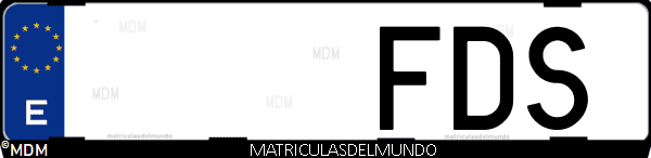 Imágen de matrícula de coche con letras FDS de España