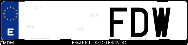 Imágen de matrícula de coche con letras FDW de España