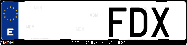 Imágen de matrícula de coche con letras FDX de España