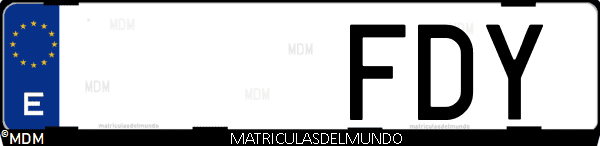 Imágen de matrícula de coche con letras FDY de España