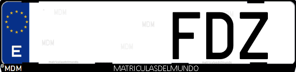 Imágen de matrícula de coche con letras FDZ de España