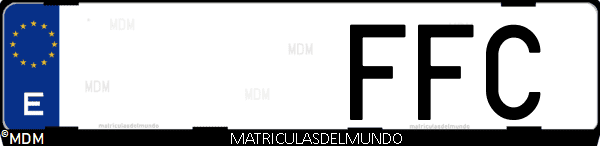 Imágen de matrícula de coche con letras FFC de España
