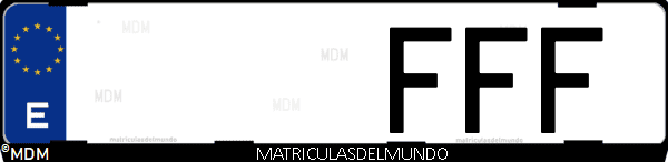 Imágen de matrícula de coche con letras FFF de España
