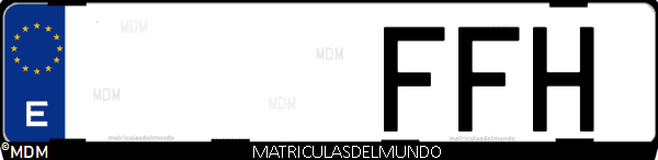 Imágen de matrícula de coche con letras FFH de España